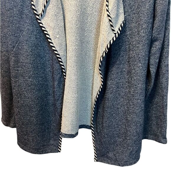 KENAR Jersey Knit Blue Loose Fit Hooded Open Cardigan M - Picture 3 of 9